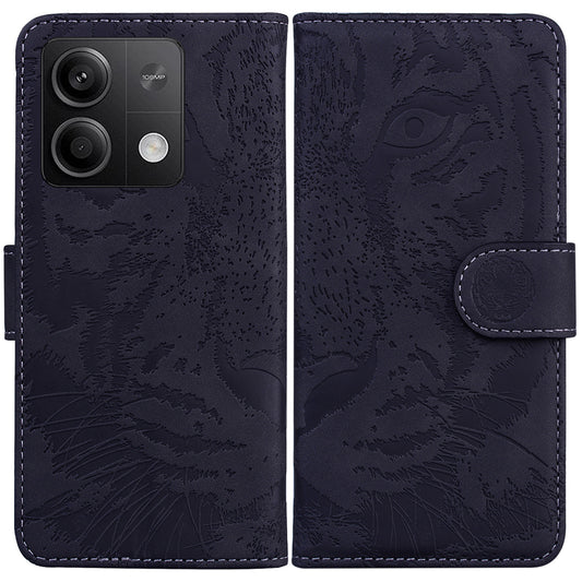 For Xiaomi Redmi Note 13 5G /  Note 13 5G (China) Leather Wallet Case Tiger Pattern Cover - Black