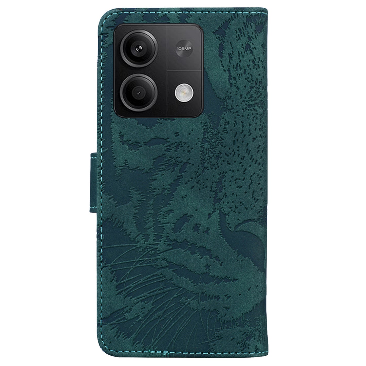 For Xiaomi Redmi Note 13 5G /  Note 13 5G (China) Leather Wallet Case Tiger Pattern Cover - Green