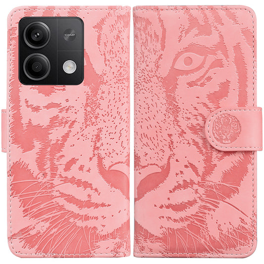 For Xiaomi Redmi Note 13 5G /  Note 13 5G (China) Leather Wallet Case Tiger Pattern Cover - Pink