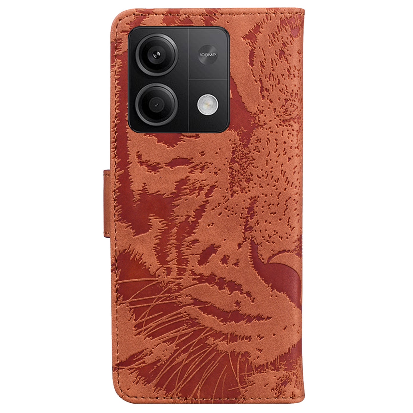 For Xiaomi Redmi Note 13 5G /  Note 13 5G (China) Leather Wallet Case Tiger Pattern Cover - Brown