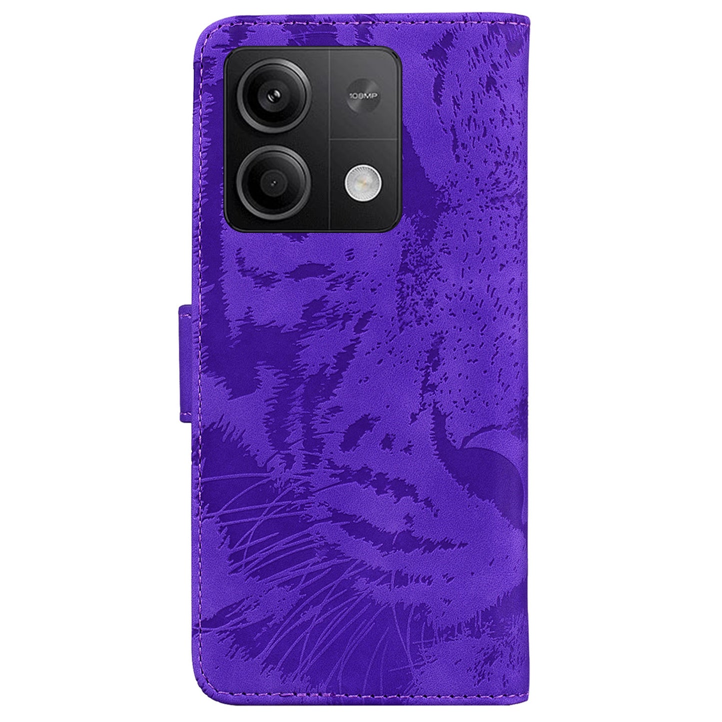 For Xiaomi Redmi Note 13 5G /  Note 13 5G (China) Leather Wallet Case Tiger Pattern Cover - Purple