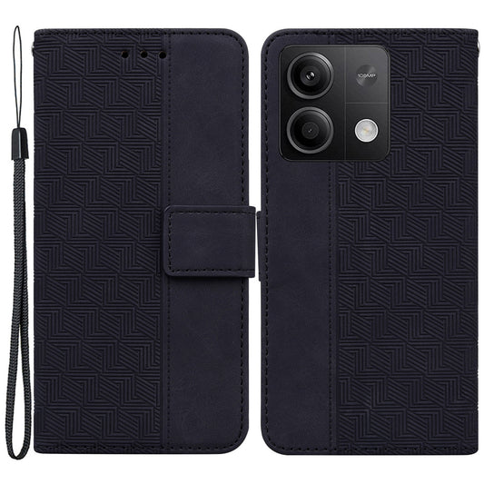 For Xiaomi Redmi Note 13 5G / Note 13 5G (China) Case Geometry Pattern Leather Cover Wallet - Black