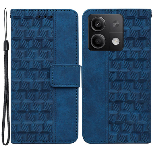 For Xiaomi Redmi Note 13 5G / Note 13 5G (China) Case Geometry Pattern Leather Cover Wallet - Blue