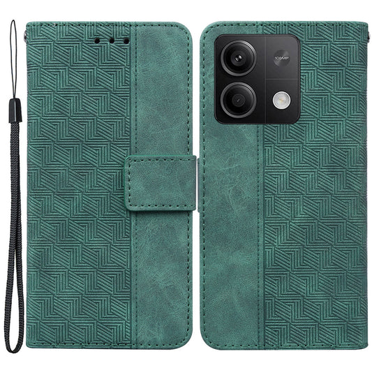 For Xiaomi Redmi Note 13 5G / Note 13 5G (China) Case Geometry Pattern Leather Cover Wallet - Green