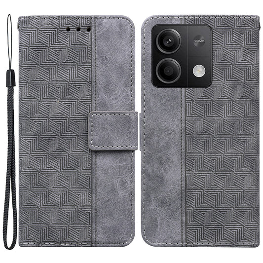 For Xiaomi Redmi Note 13 5G / Note 13 5G (China) Case Geometry Pattern Leather Cover Wallet - Grey