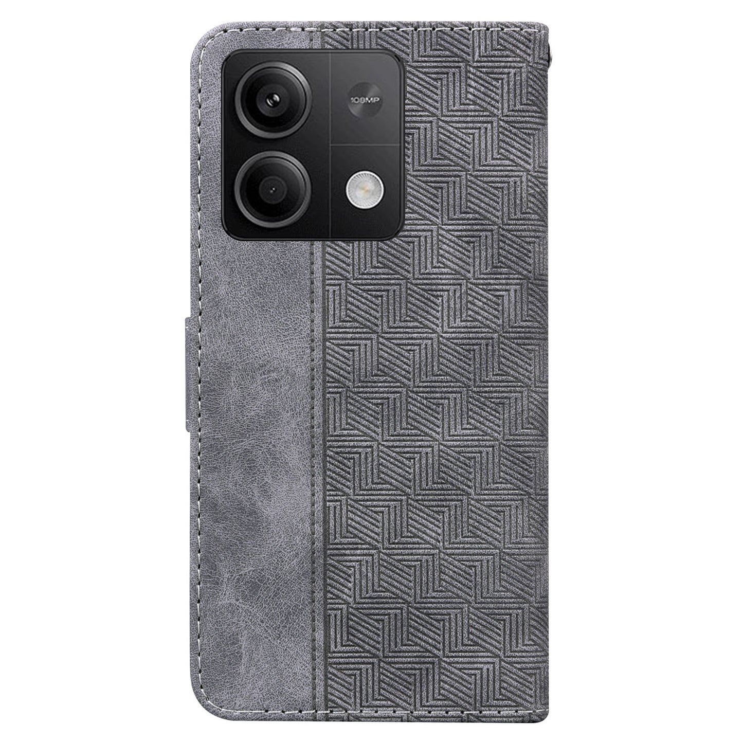 For Xiaomi Redmi Note 13 5G / Note 13 5G (China) Case Geometry Pattern Leather Cover Wallet - Grey