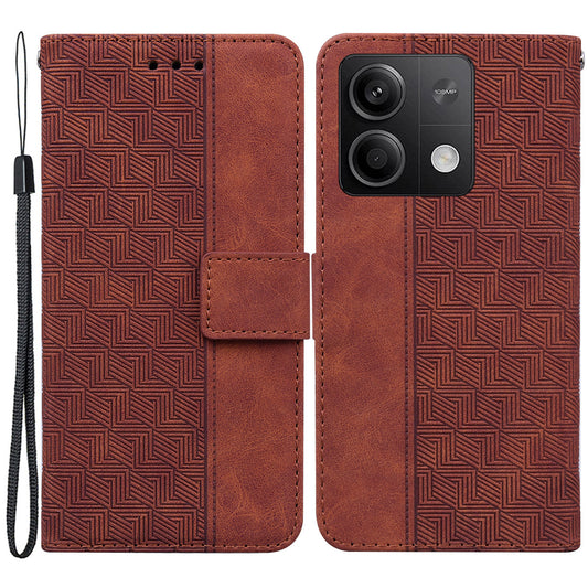 For Xiaomi Redmi Note 13 5G / Note 13 5G (China) Case Geometry Pattern Leather Cover Wallet - Brown