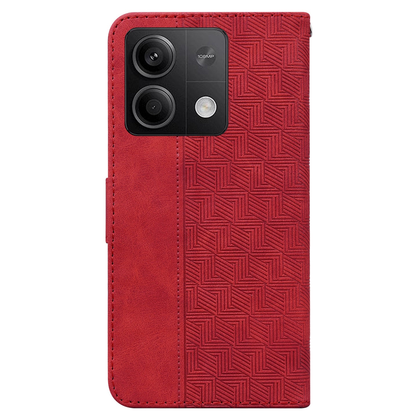 For Xiaomi Redmi Note 13 5G / Note 13 5G (China) Case Geometry Pattern Leather Cover Wallet - Red