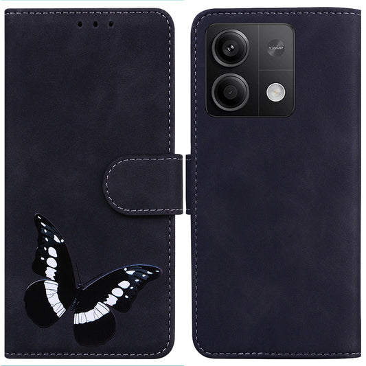 For Xiaomi Redmi Note 13 5G / Note 13 5G (China) Leather Case Wallet Cover Butterfly Pattern - Black