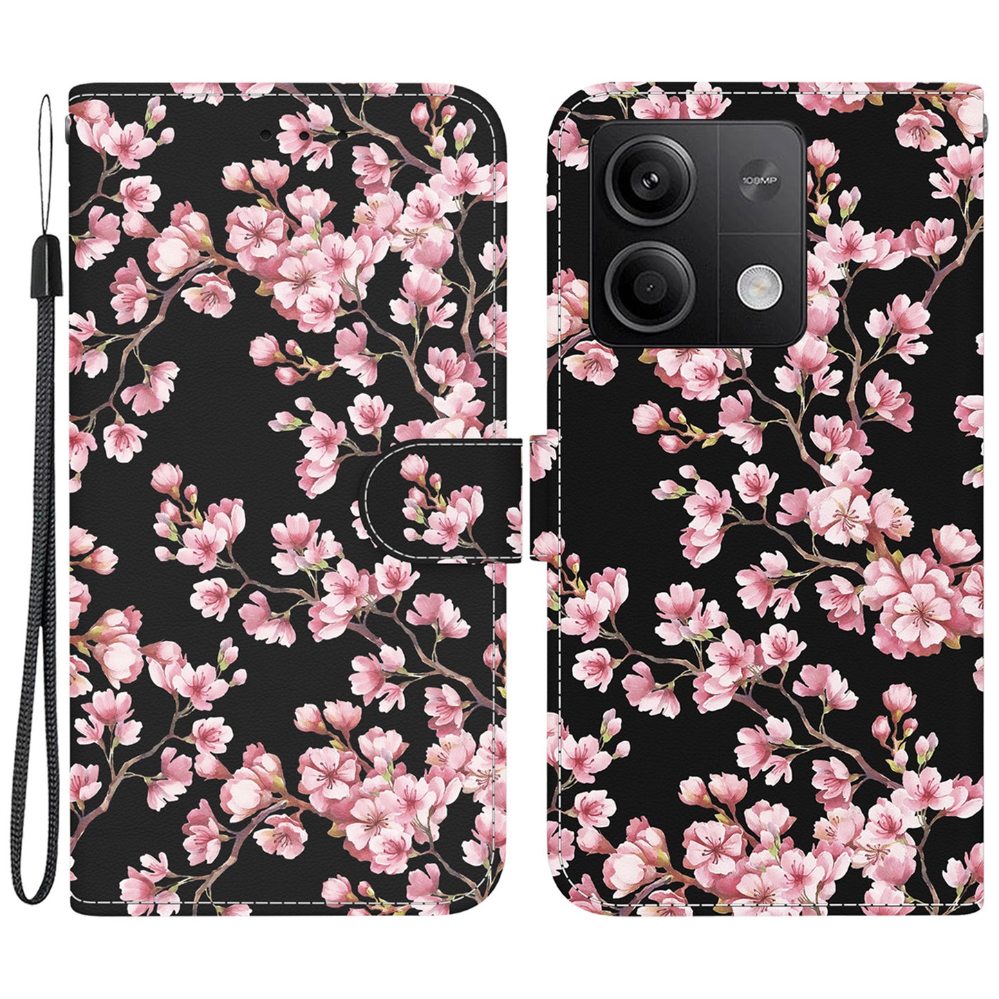 For Xiaomi Redmi Note 13 5G (China) / Note 13 5G Leather Case Pattern Printing Wallet Cover - Plum Blossom