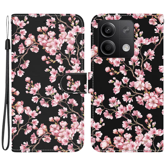 For Xiaomi Redmi Note 13 5G (China) / Note 13 5G Leather Case Pattern Printing Wallet Cover - Plum Blossom