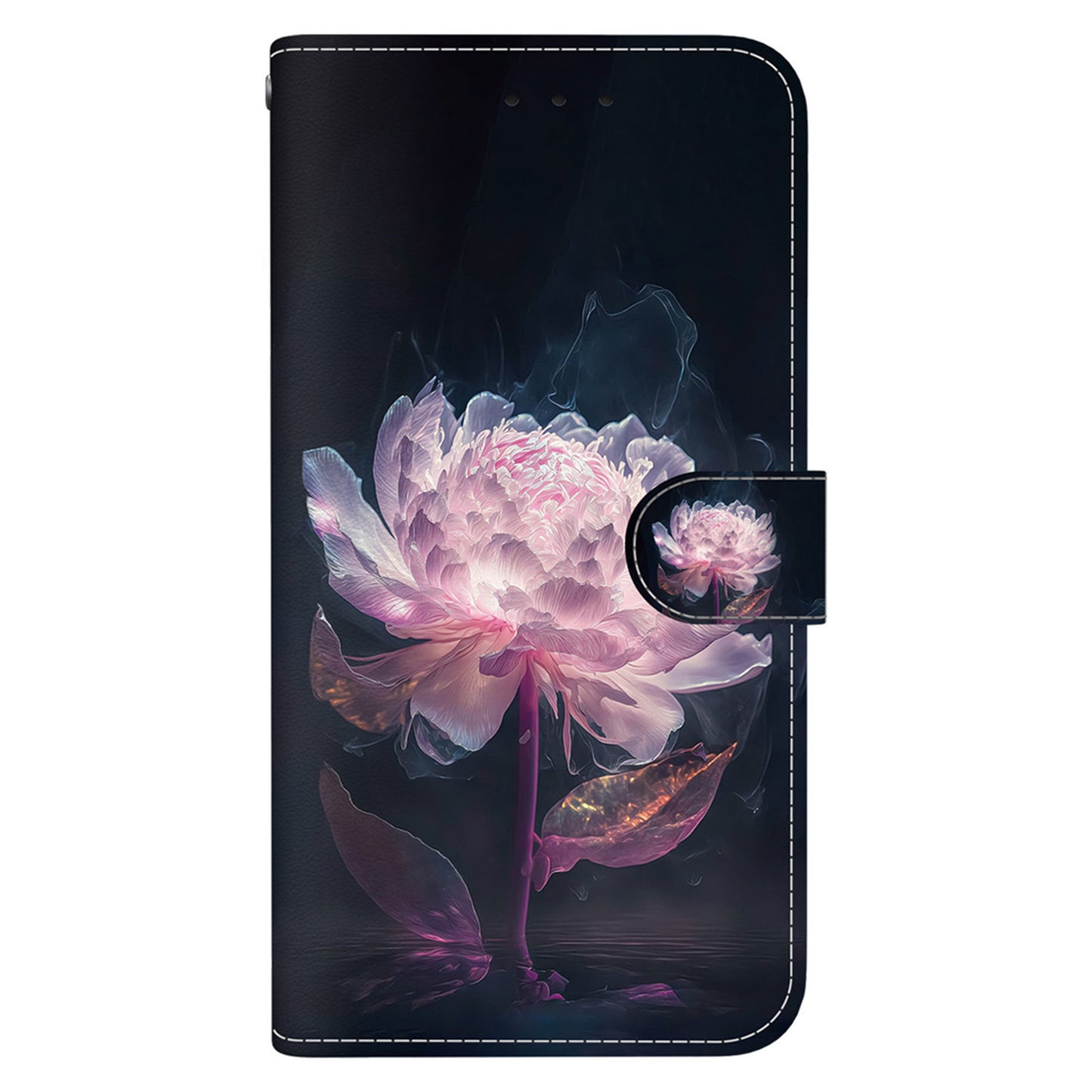 For Xiaomi Redmi Note 13 5G (China) / Note 13 5G Leather Case Pattern Printing Wallet Cover - Purple Peony