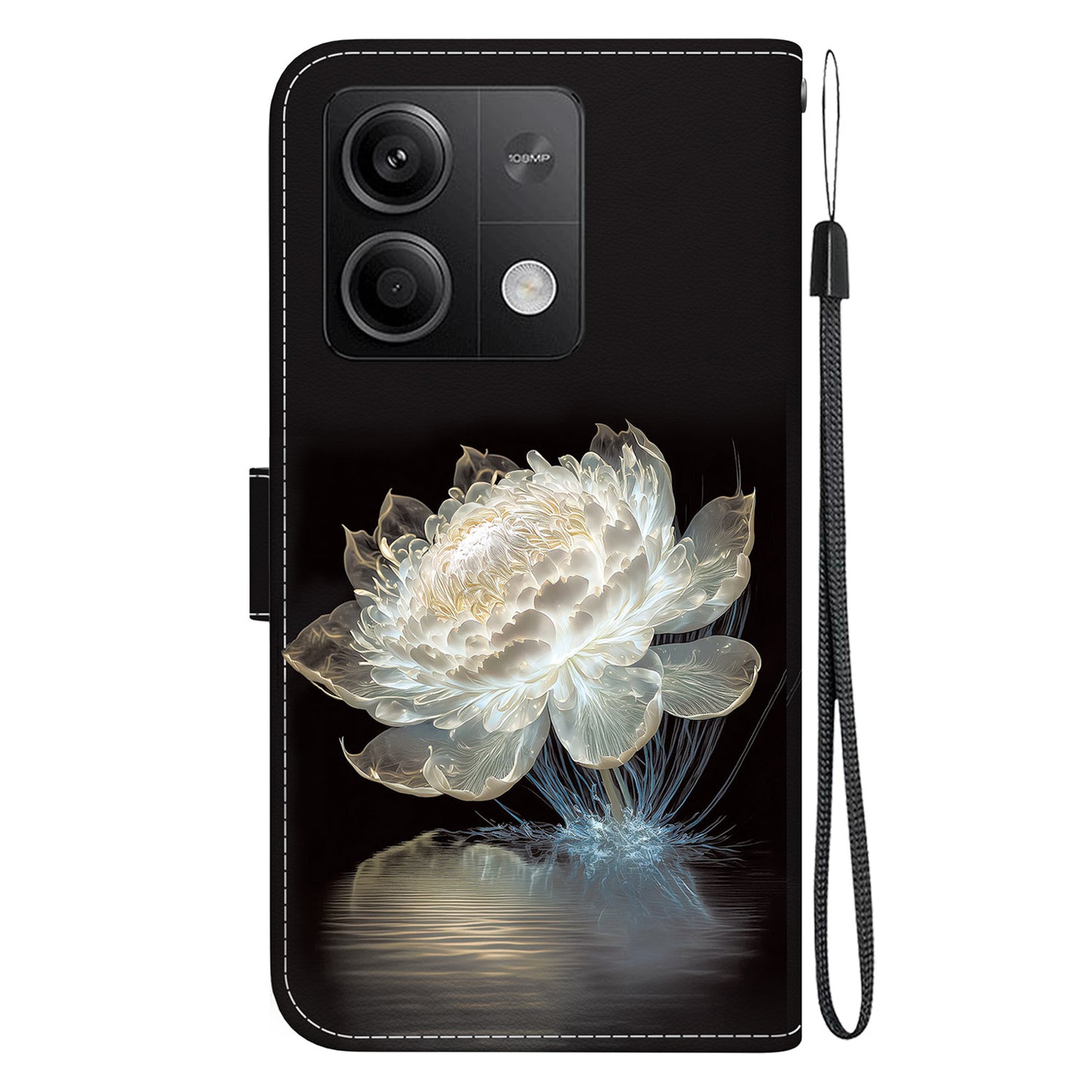 For Xiaomi Redmi Note 13 5G (China) / Note 13 5G Leather Case Pattern Printing Wallet Cover - Crystal Peony