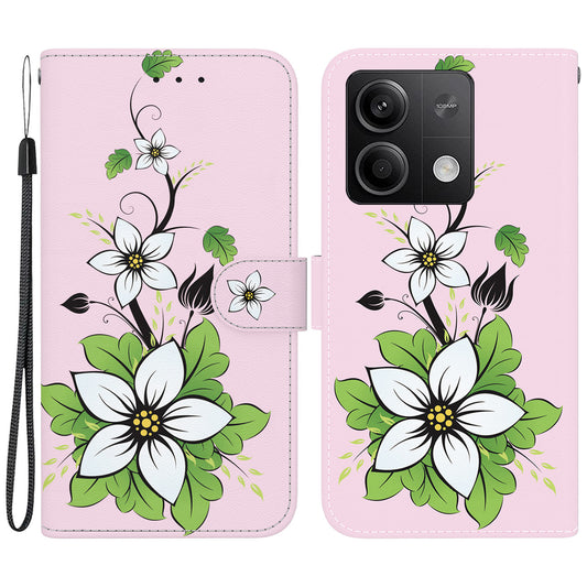 For Xiaomi Redmi Note 13 5G (China) / Note 13 5G Leather Case Pattern Printing Wallet Cover - Lily