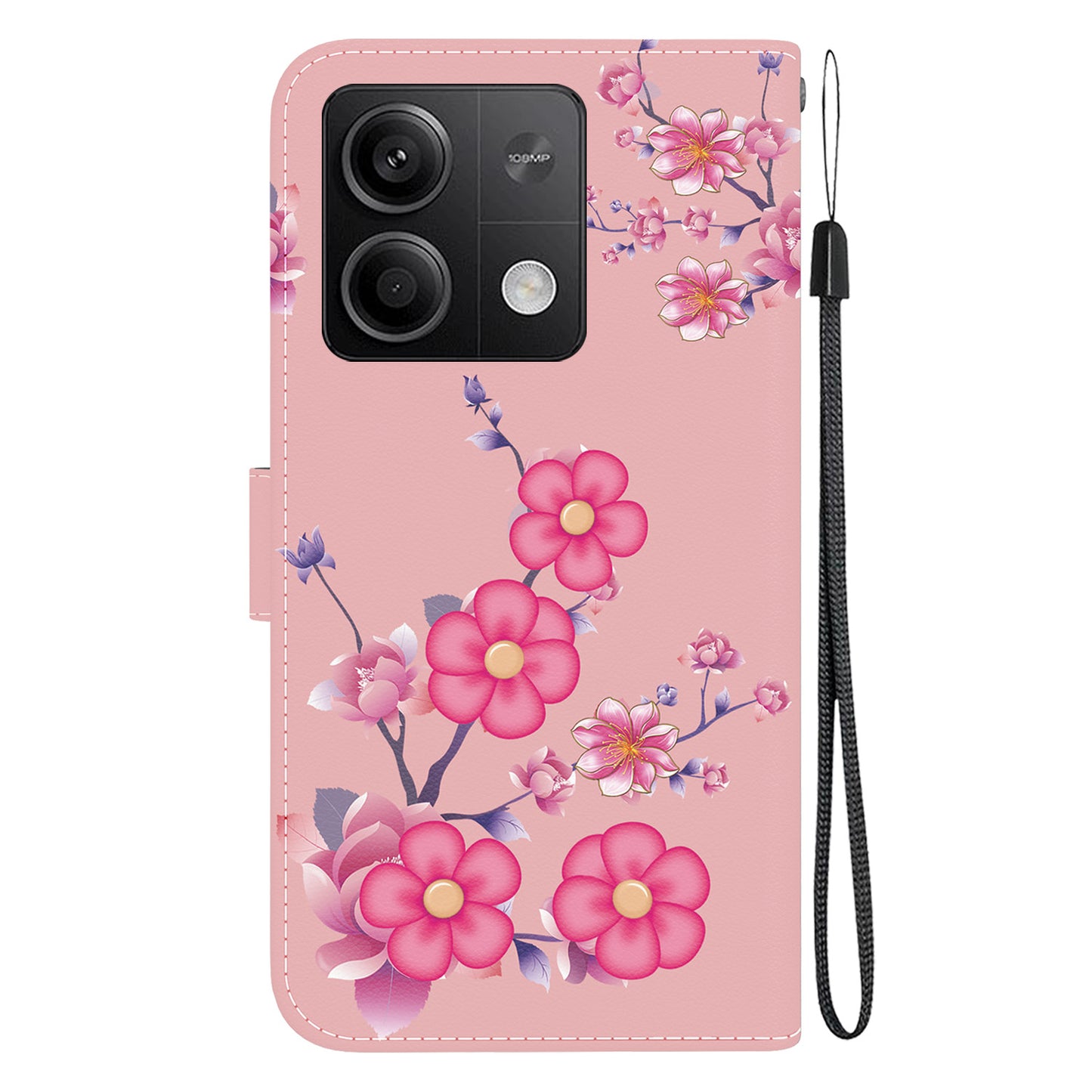 For Xiaomi Redmi Note 13 5G (China) / Note 13 5G Leather Case Pattern Printing Wallet Cover - Sakura