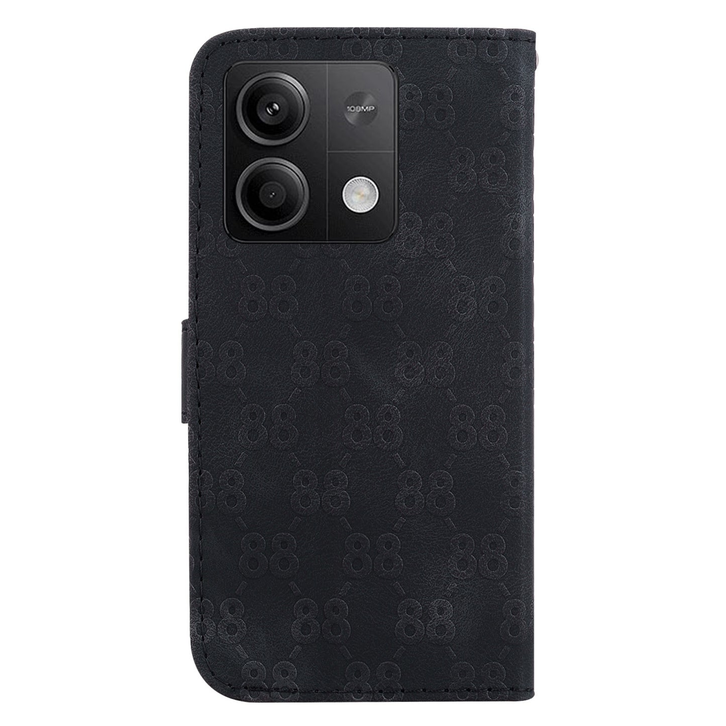 For Xiaomi Redmi Note 13 5G / Note 13 5G (China) Leather Case Double 8-Shape Phone Cover - Black