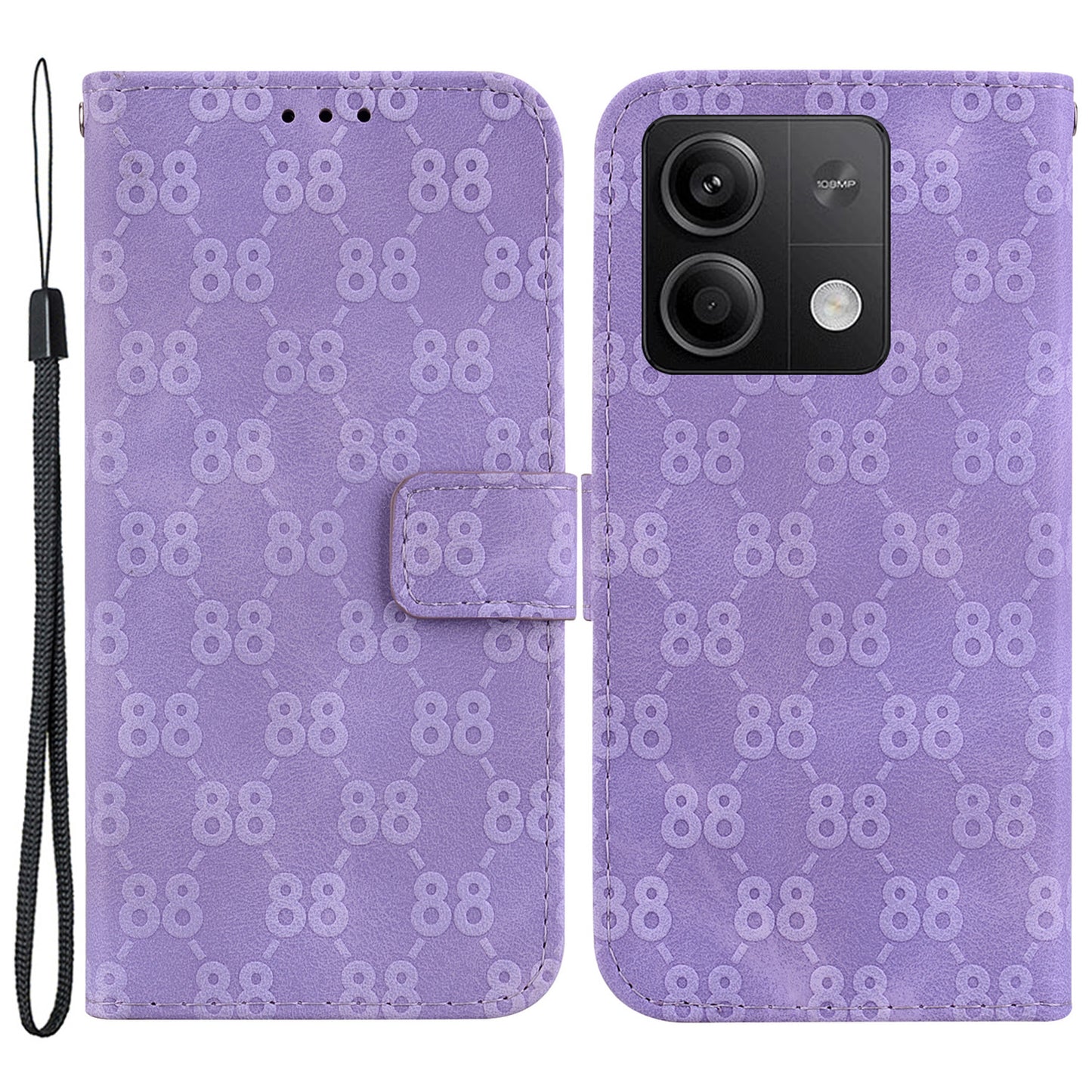 For Xiaomi Redmi Note 13 5G / Note 13 5G (China) Leather Case Double 8-Shape Phone Cover - Purple