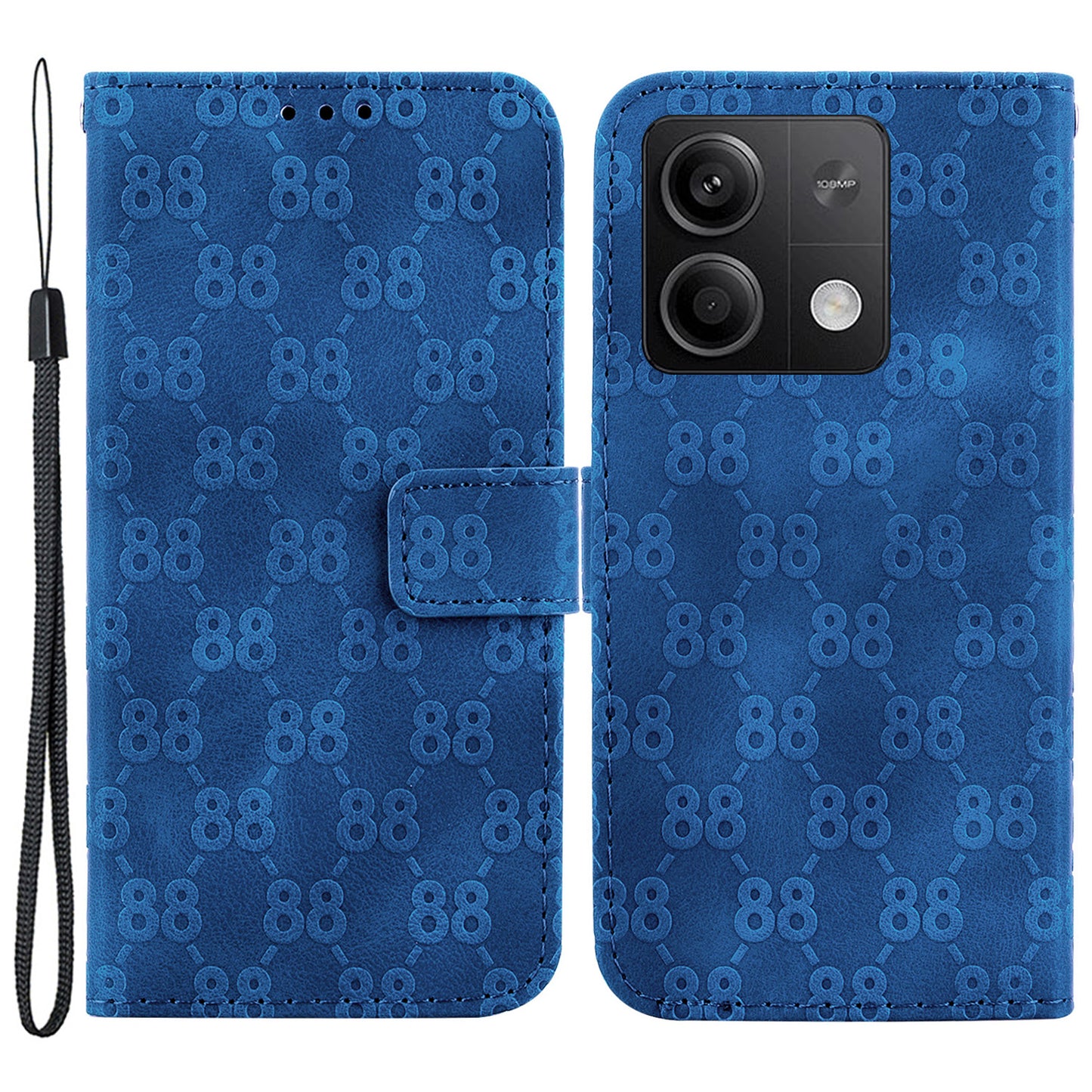 For Xiaomi Redmi Note 13 5G / Note 13 5G (China) Leather Case Double 8-Shape Phone Cover - Dark Blue