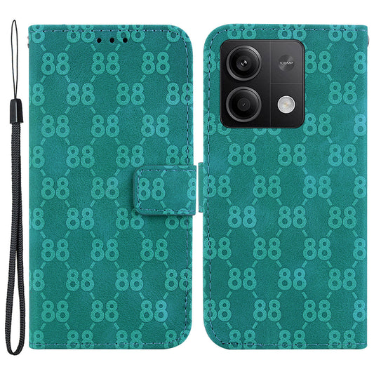 For Xiaomi Redmi Note 13 5G / Note 13 5G (China) Leather Case Double 8-Shape Phone Cover - Green