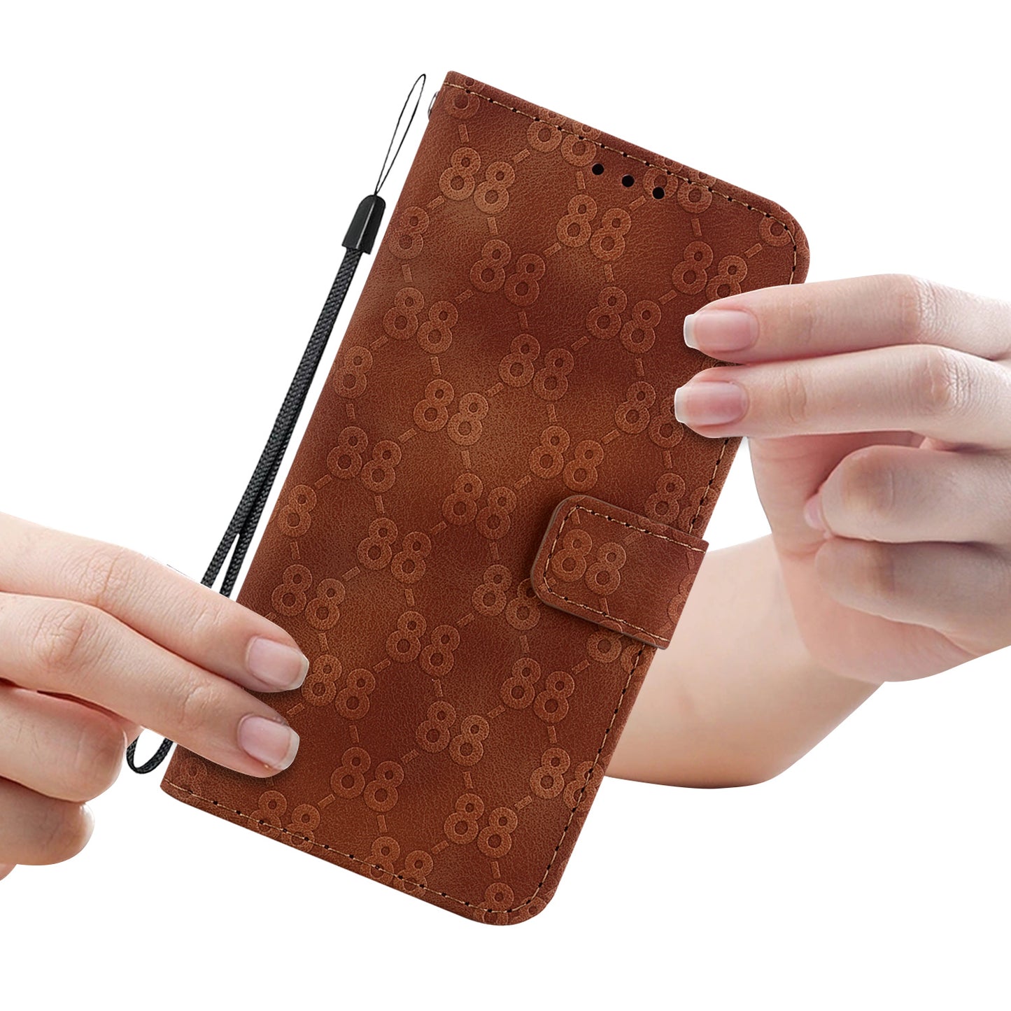 For Xiaomi Redmi Note 13 5G / Note 13 5G (China) Leather Case Double 8-Shape Phone Cover - Brown