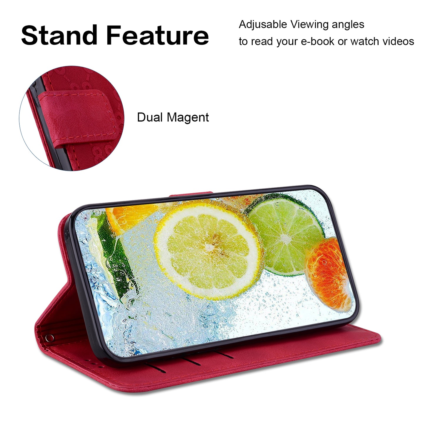 For Xiaomi Redmi Note 13 5G / Note 13 5G (China) Leather Case Double 8-Shape Phone Cover - Red