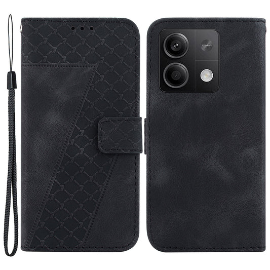 For Xiaomi Redmi Note 13 5G / Note 13 5G (China) Case Stand Wallet Leather Cover 7-Shape Pattern - Black