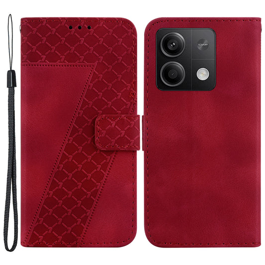 For Xiaomi Redmi Note 13 5G / Note 13 5G (China) Case Stand Wallet Leather Cover 7-Shape Pattern - Red