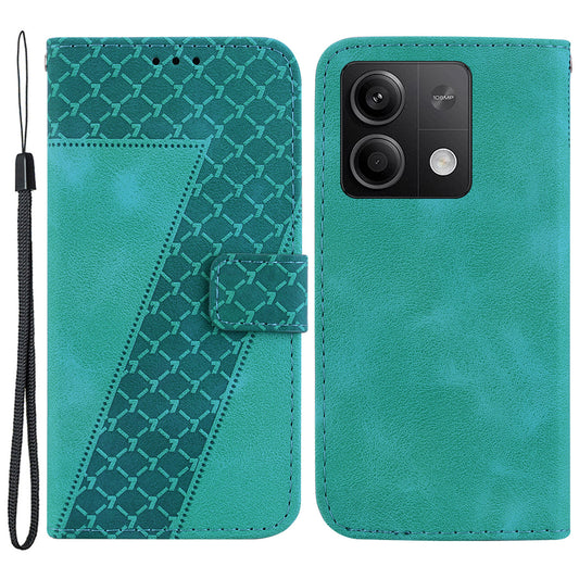 For Xiaomi Redmi Note 13 5G / Note 13 5G (China) Case Stand Wallet Leather Cover 7-Shape Pattern - Green
