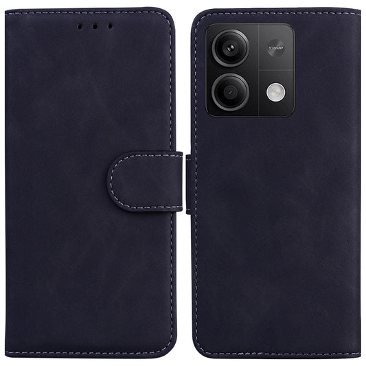For Xiaomi Redmi Note 13 5G / Note 13 5G (China) Leather Case Solid Color Wallet Flip Cover - Black