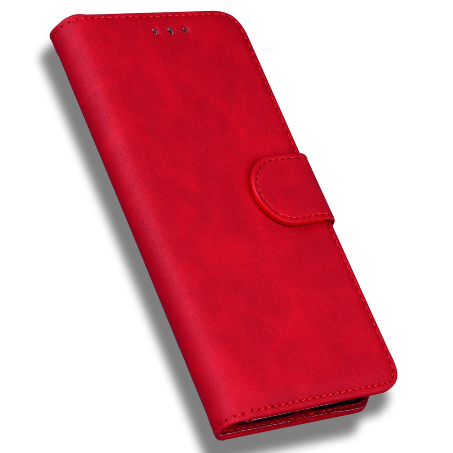 For Xiaomi Redmi Note 13 5G / Note 13 5G (China) Leather Case Solid Color Wallet Flip Cover - Red