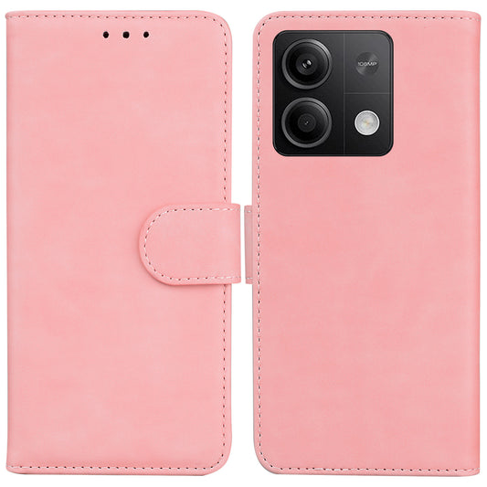 For Xiaomi Redmi Note 13 5G / Note 13 5G (China) Leather Case Solid Color Wallet Flip Cover - Pink