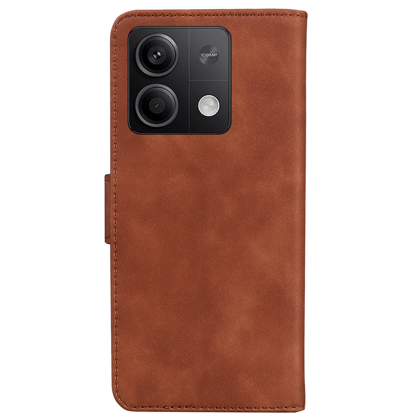 For Xiaomi Redmi Note 13 5G / Note 13 5G (China) Leather Case Solid Color Wallet Flip Cover - Brown