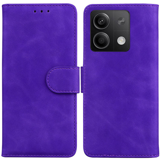 For Xiaomi Redmi Note 13 5G / Note 13 5G (China) Leather Case Solid Color Wallet Flip Cover - Purple