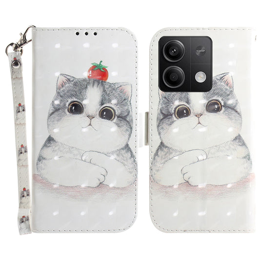 For Xiaomi Redmi Note 13 5G / Note 13 5G (China) Case 3D Pattern Print Leather Cover with Strap - Cute Cat