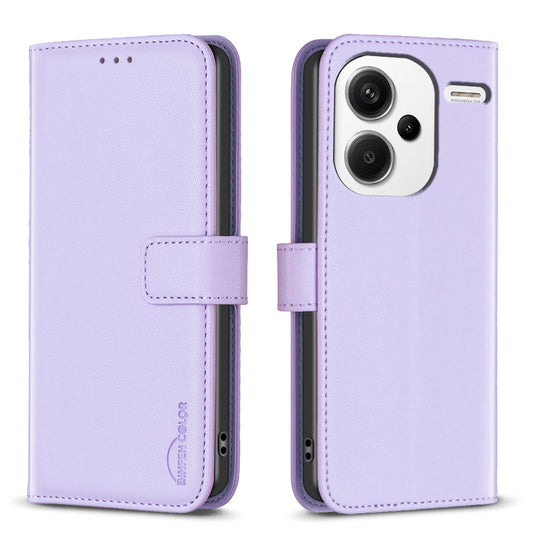 BINFEN COLOR BF17 For Xiaomi Redmi Note 13 Pro+ 5G Case PU Leather Wallet Cover - Purple