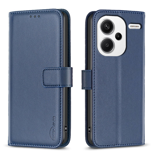 BINFEN COLOR BF17 For Xiaomi Redmi Note 13 Pro+ 5G Case PU Leather Wallet Cover - Blue