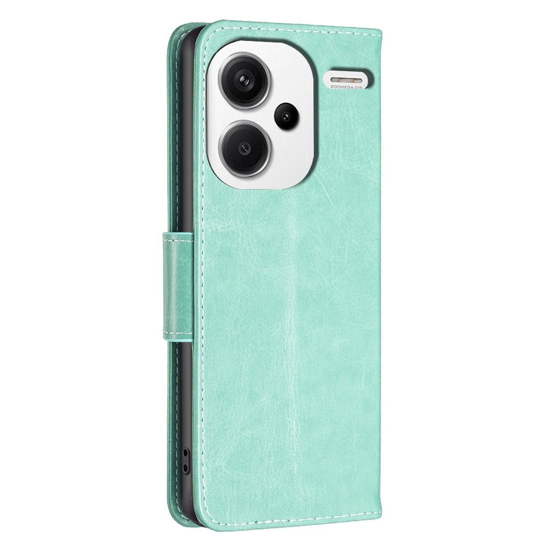 For Xiaomi Redmi Note 13 Pro+ 5G Leather Case with Wallet Stand Butterfly Imprinted - Green