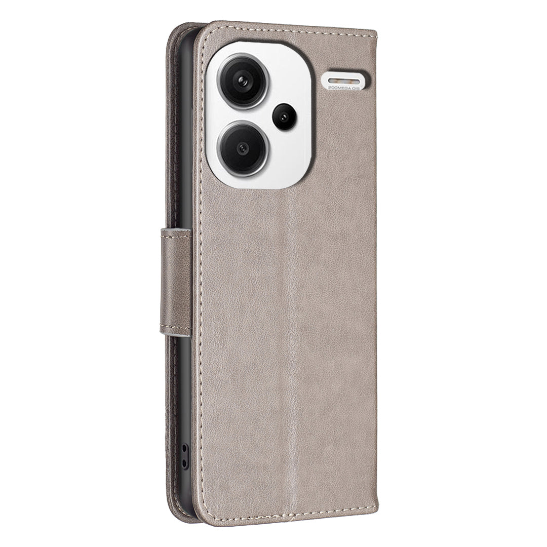 For Xiaomi Redmi Note 13 Pro+ 5G Leather Case with Wallet Stand Butterfly Imprinted - Grey