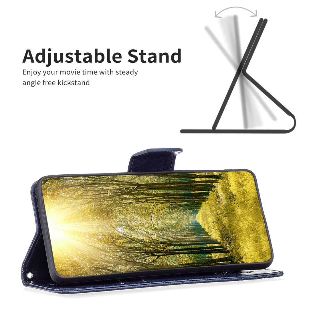 For Xiaomi Redmi Note 13 Pro+ 5G Leather Case with Wallet Stand Butterfly Imprinted - Blue