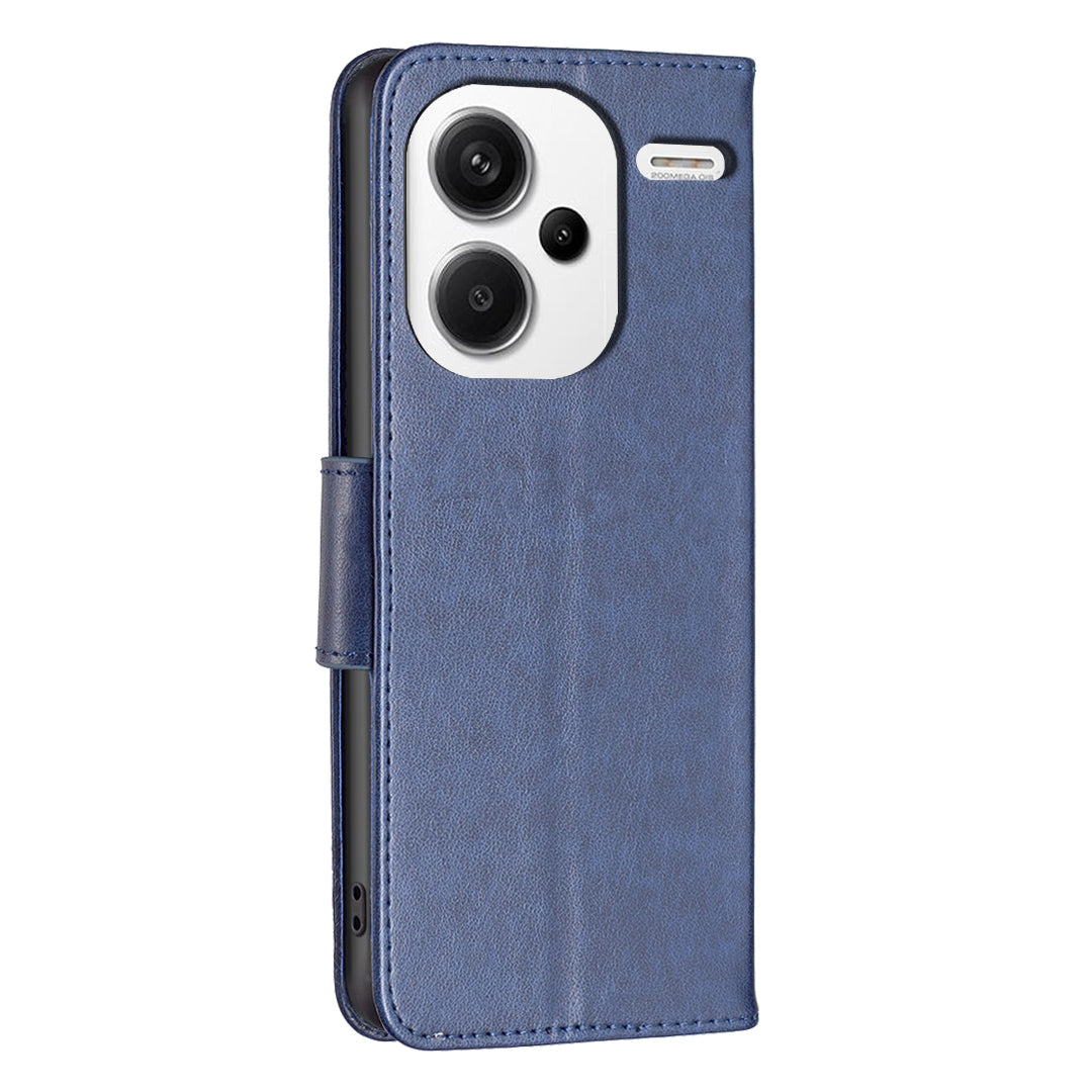 For Xiaomi Redmi Note 13 Pro+ 5G Leather Case with Wallet Stand Butterfly Imprinted - Blue