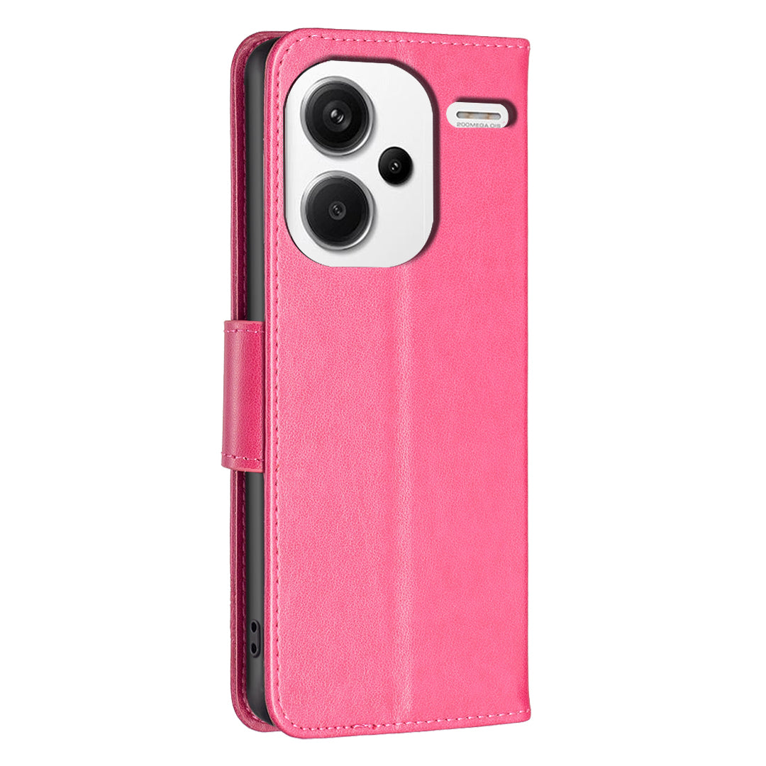 For Xiaomi Redmi Note 13 Pro+ 5G Leather Case with Wallet Stand Butterfly Imprinted - Rose