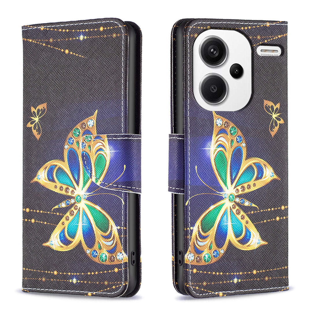 For Xiaomi Redmi Note 13 Pro+ 5G Case Wallet Leather Cover Pattern Printing - Jewelry Butterfly