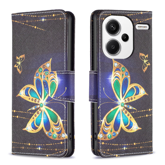 For Xiaomi Redmi Note 13 Pro+ 5G Case Wallet Leather Cover Pattern Printing - Jewelry Butterfly