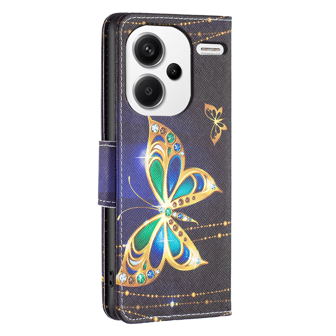 For Xiaomi Redmi Note 13 Pro+ 5G Case Wallet Leather Cover Pattern Printing - Jewelry Butterfly
