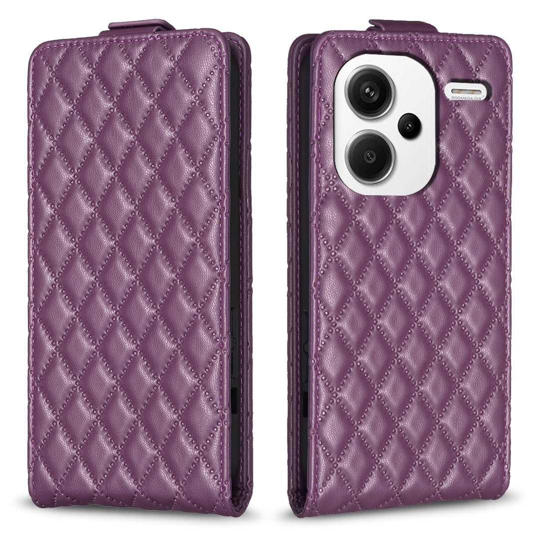 BF30 For Xiaomi Redmi Note 13 Pro+ 5G Case Vertical Flip Phone Cover with Card Slots - Dark Purple