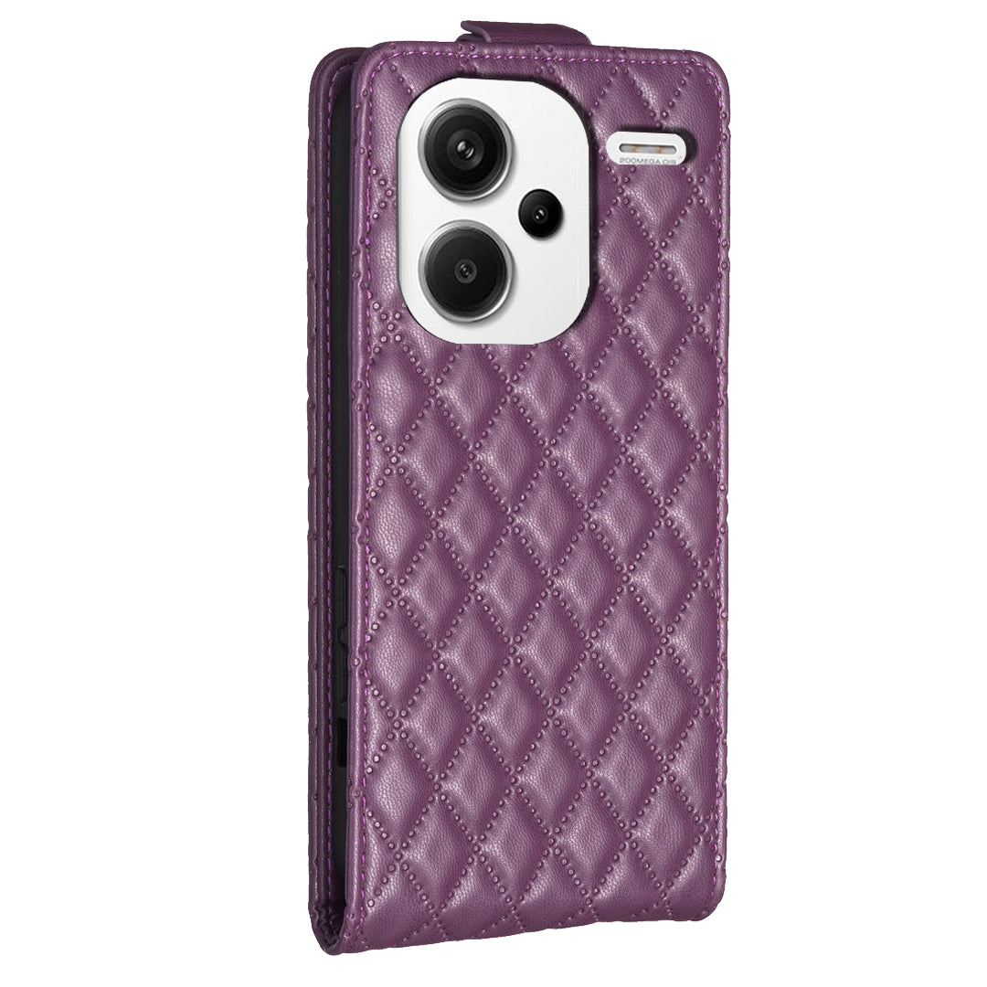 BF30 For Xiaomi Redmi Note 13 Pro+ 5G Case Vertical Flip Phone Cover with Card Slots - Dark Purple