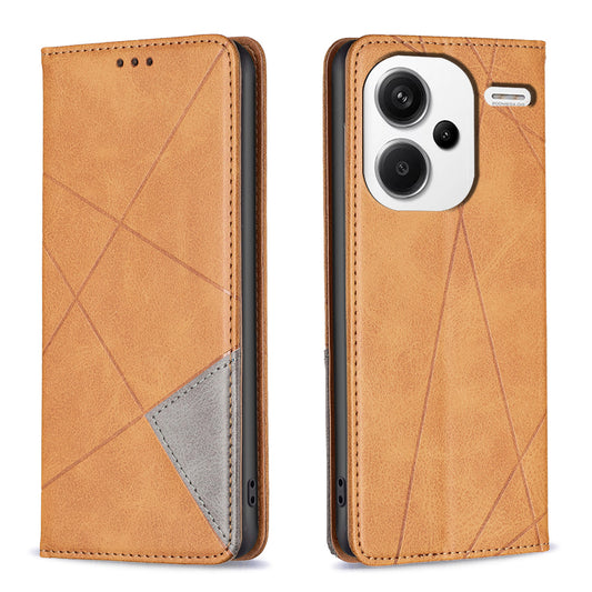 For Xiaomi Redmi Note 13 Pro+ 5G Case PU Leather Phone Cover with TPU Shockproof Shell - Yellow