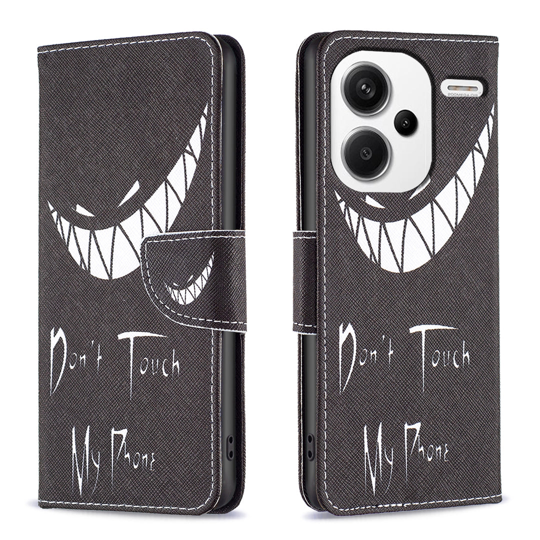For Xiaomi Redmi Note 13 Pro+ 5G Case with Card Holder PU Leather Pattern Printed Phone Cover - Don&#39;t Touch My Phone