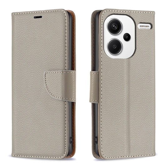 For Xiaomi Redmi Note 13 Pro+ 5G Wallet Case PU Leather Litchi Texture Flip Phone Cover - Grey