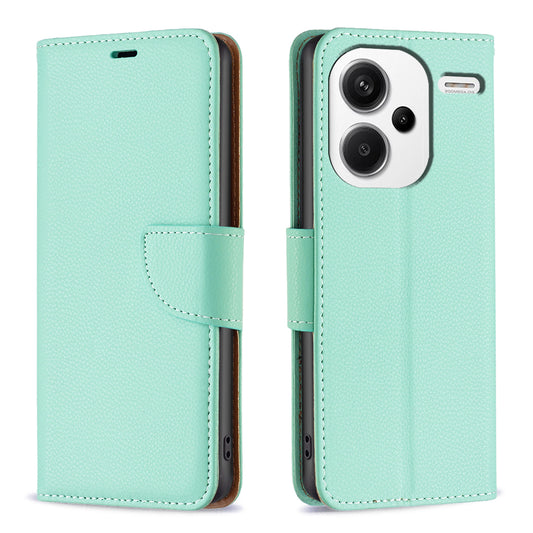 For Xiaomi Redmi Note 13 Pro+ 5G Wallet Case PU Leather Litchi Texture Flip Phone Cover - Green